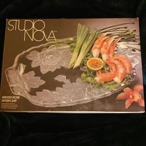 13” Serving Tray- platter -Oblong -Studio Nova Winter Rose